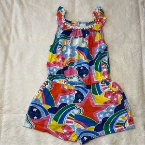 Boden Bold Patterns Romper rainbows girls size 4-5Y
